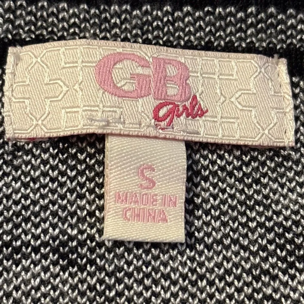 GB Girls Long Sleeve Black White Abstract Sweater Dress Size Small